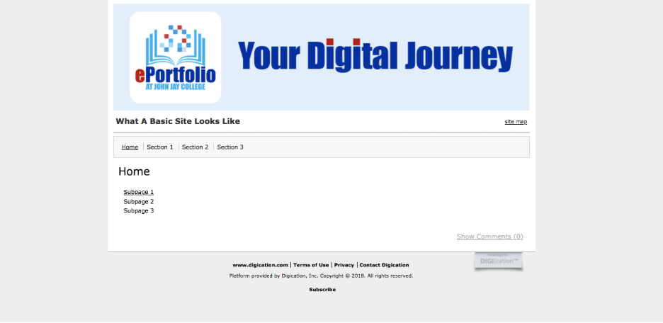 Figure 2: Default Look of University Platform for Corporate ePortfolios.